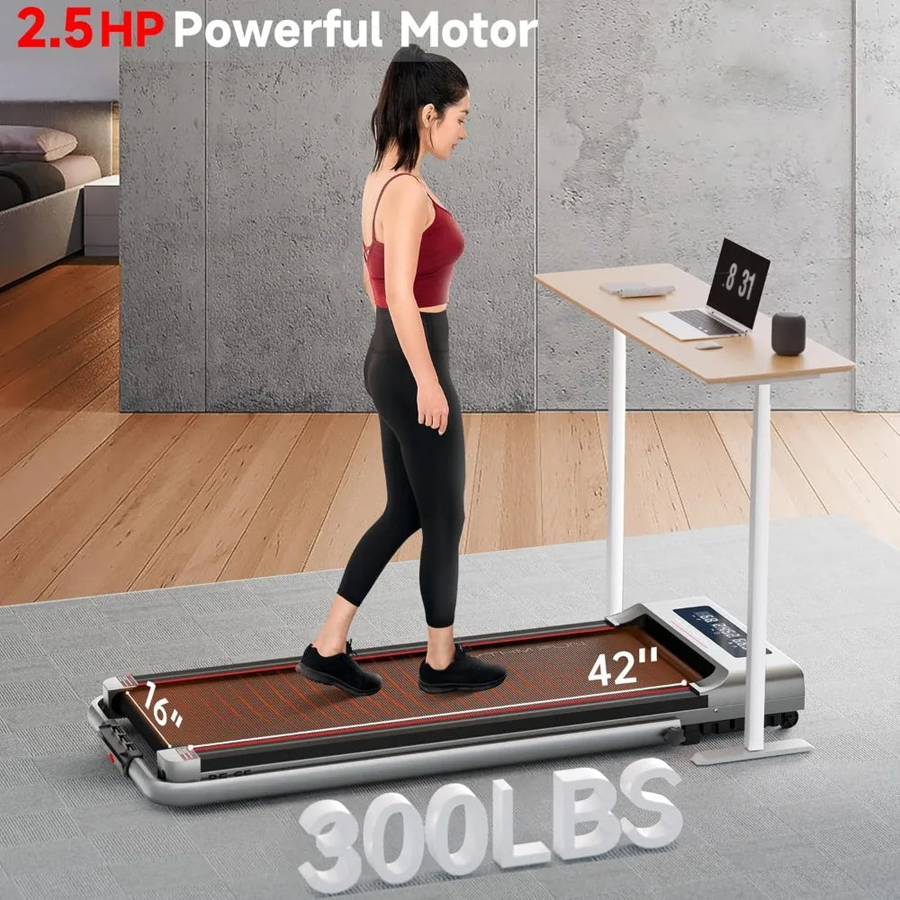 Foldable Treadmill, 300 lb Capacity Walking Pad 2.5HP Treadmill Under Desk, Folding Treadmill 2 in 1 with Remote Control