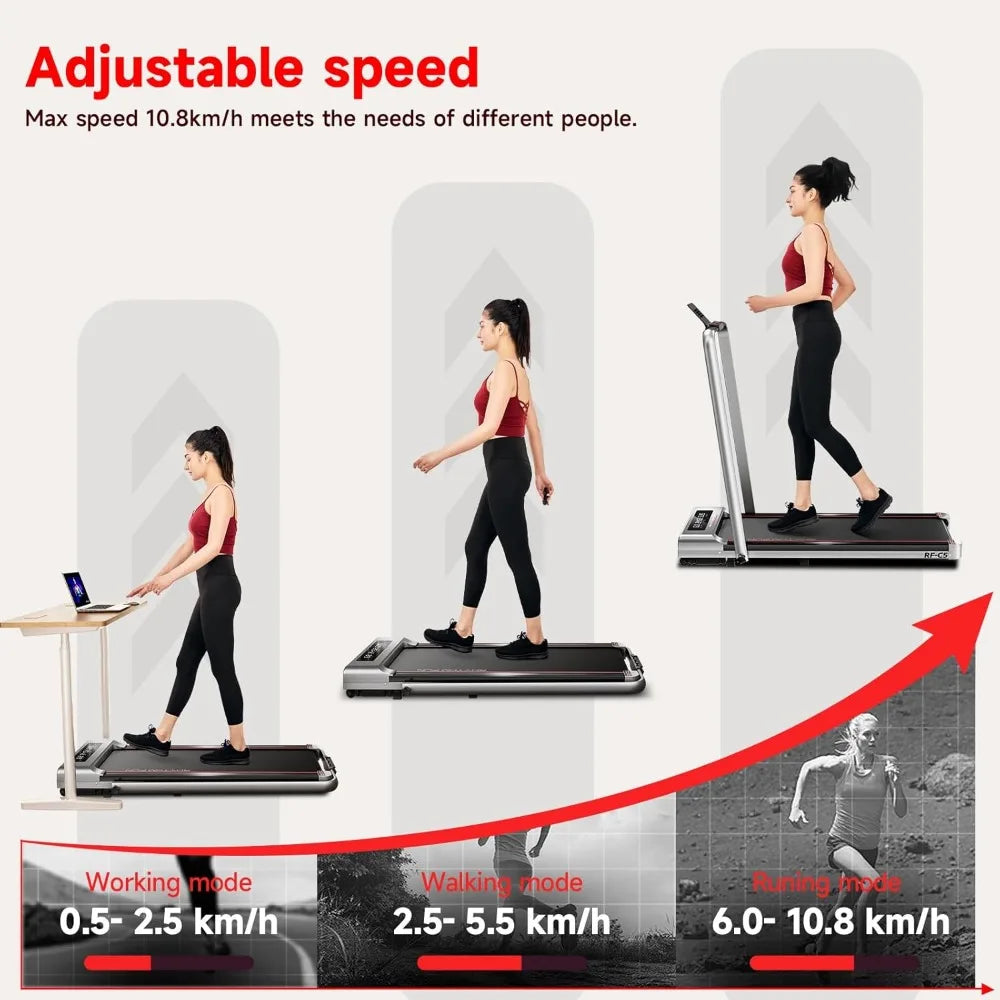 Foldable Treadmill, 300 lb Capacity Walking Pad 2.5HP Treadmill Under Desk, Folding Treadmill 2 in 1 with Remote Control